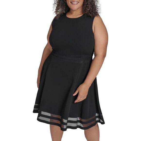 Calvin Klein Scuba Crepe Fit & Flare Dress NWT Size 12 Black CD7C112C - Picture 9 of 12